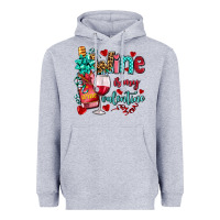 Heather Grey wine is my valentine olivia Heavyweight Hoodie - OliviaCreatesArt