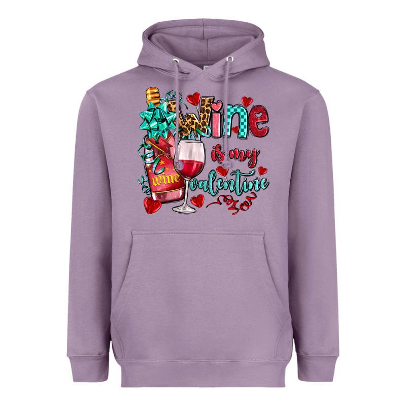 Wine Is My Valentine Olivia Heavyweight Hoodie by OliviaCreatesArt | Teevron