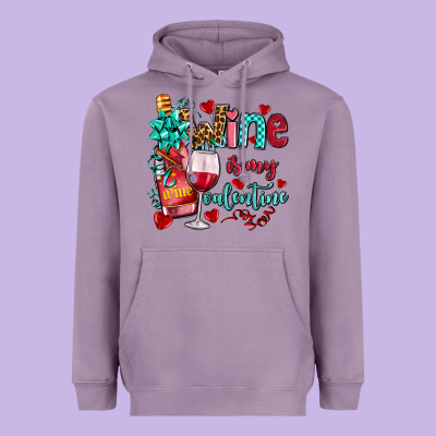 Wine Is My Valentine Olivia Heavyweight Hoodie Designed By Oliviacreatesart