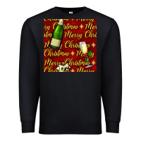 Black merry christmas champagne seamless pattern Premium Sweatshirt - BundleAndBundleShop