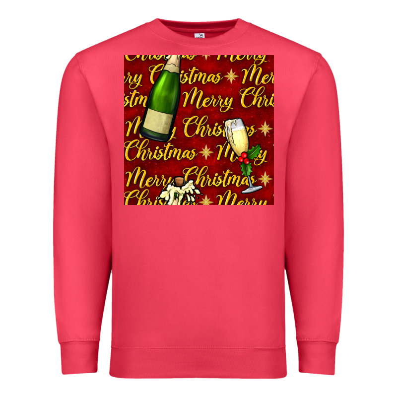Merry Christmas Champagne Seamless Pattern Premium Sweatshirt by BundleAndBundleShop | Teevron