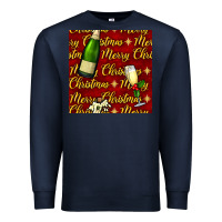 Navy merry christmas champagne seamless pattern Premium Sweatshirt - BundleAndBundleShop