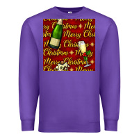 Purple merry christmas champagne seamless pattern Premium Sweatshirt - BundleAndBundleShop