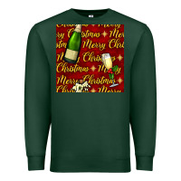 Sports Green merry christmas champagne seamless pattern Premium Sweatshirt - BundleAndBundleShop