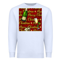 White merry christmas champagne seamless pattern Premium Sweatshirt - BundleAndBundleShop