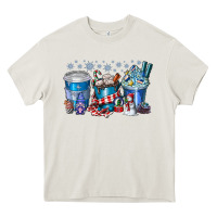 Cream Christmas Coffee Heavy Core Tee - CowhideDigitalArt