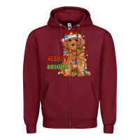 Burgundy merry and bright toy poodle Zipper Hoodie - RanaPortraitStore