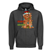 Charcoal Heather merry and bright toy poodle Zipper Hoodie - RanaPortraitStore