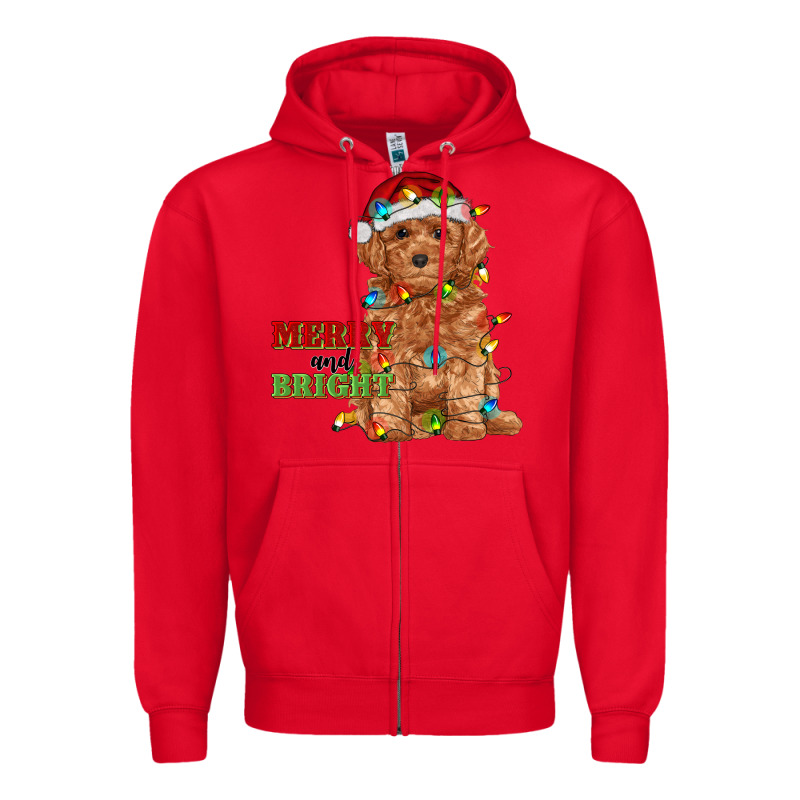 Merry And Bright Toy Poodle Zipper Hoodie by RanaPortraitStore | Teevron
