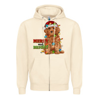 Sandshell merry and bright toy poodle Zipper Hoodie - RanaPortraitStore