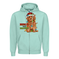 Seafoam merry and bright toy poodle Zipper Hoodie - RanaPortraitStore