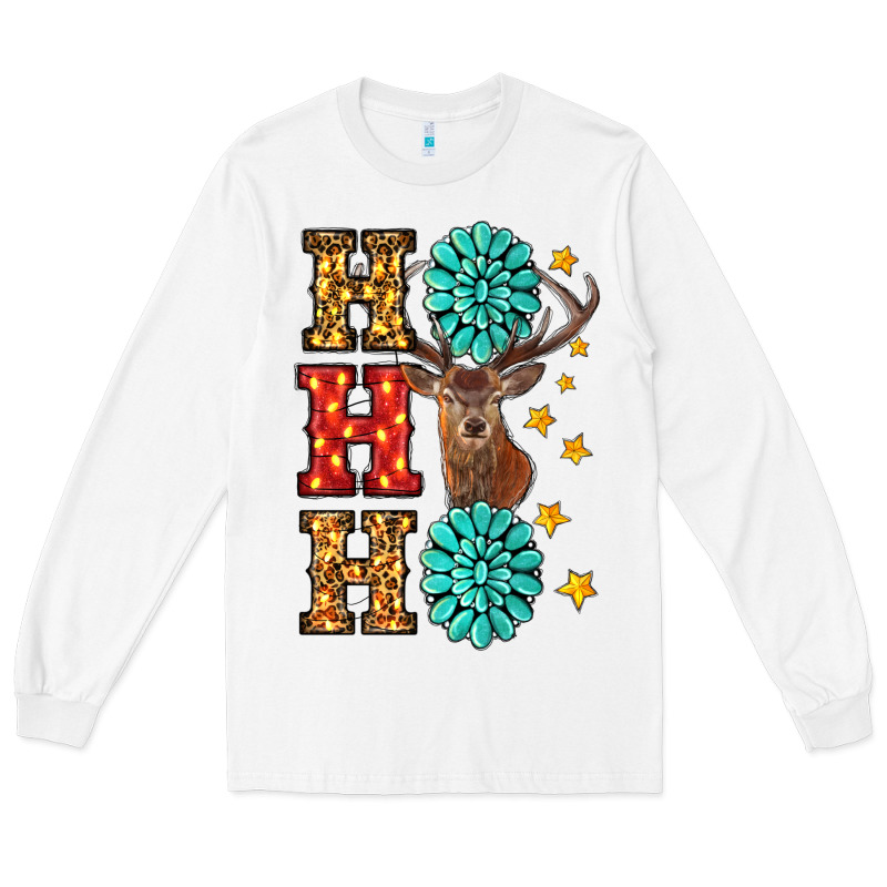 Gemstone And Reindeer Christmas Ho Ho Ho Long Sleeve Tee by RanaPortraitStore | Teevron