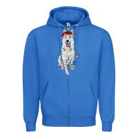 True Royal christmas white shepherd with christmas lights Zipper Hoodie - RanaPortraitStore