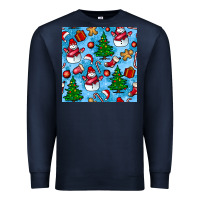 Navy christmas trees and snow seamless pattern Premium Sweatshirt - BundleAndBundleShop