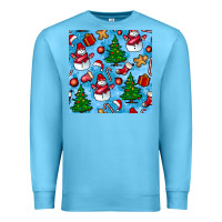Ocean Blue christmas trees and snow seamless pattern Premium Sweatshirt - BundleAndBundleShop