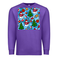 Purple christmas trees and snow seamless pattern Premium Sweatshirt - BundleAndBundleShop