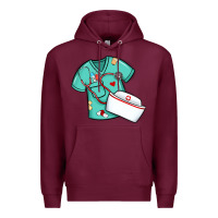 Burgundy custom name nurse scrubs   font easter risen Premium Hoodie - MaliasSmallBusiness