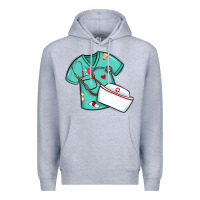 Heather Grey custom name nurse scrubs   font easter risen Premium Hoodie - MaliasSmallBusiness
