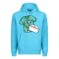 Ocean Blue custom name nurse scrubs   font easter risen Premium Hoodie - MaliasSmallBusiness