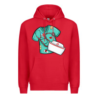 Red custom name nurse scrubs   font easter risen Premium Hoodie - MaliasSmallBusiness