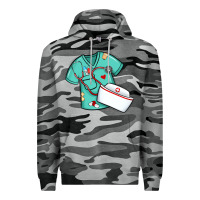 Slate Camo custom name nurse scrubs   font easter risen Premium Hoodie - MaliasSmallBusiness