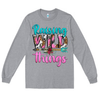 Heather Grey raising wild things Long Sleeve Tee - texasbilliewilder