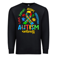 Black love support accept understand autism awareness Premium Sweatshirt - Artiststas