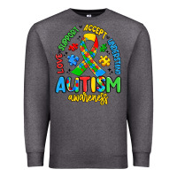 Charcoal Heather love support accept understand autism awareness Premium Sweatshirt - Artiststas