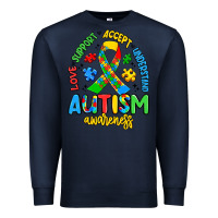 Navy love support accept understand autism awareness Premium Sweatshirt - Artiststas