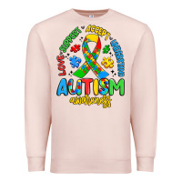 Pale Pink love support accept understand autism awareness Premium Sweatshirt - Artiststas