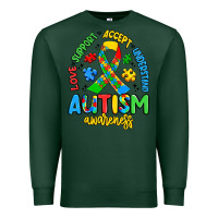 Sports Green love support accept understand autism awareness Premium Sweatshirt - Artiststas