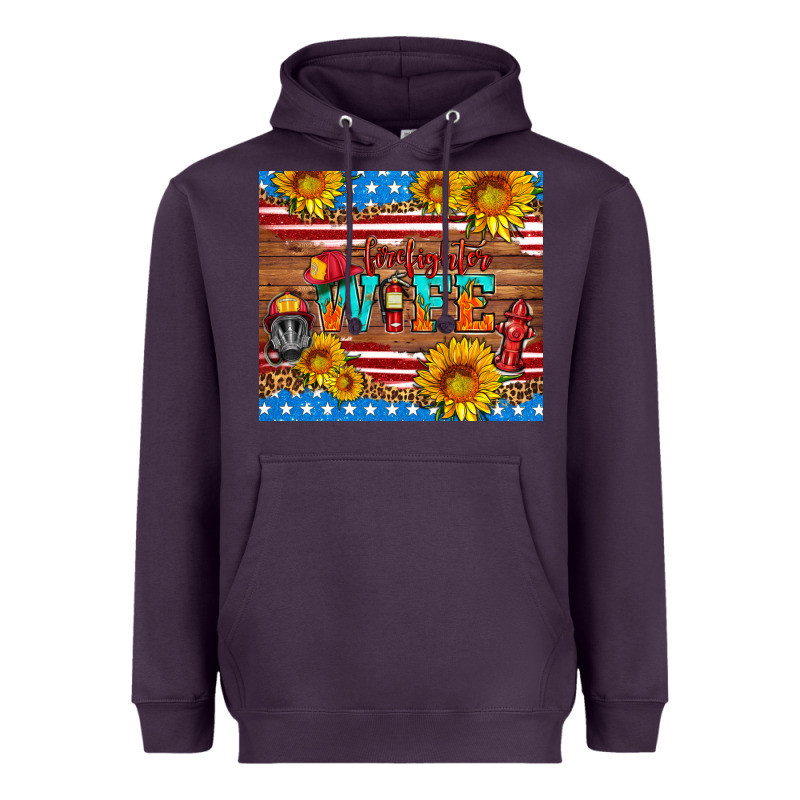 American Flag Firefighter Wife Heavyweight Hoodie by HRA Design Shop | Teevron