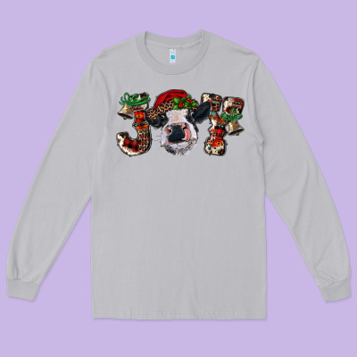 Long Sleeve Tee Christmas Joy Heifer Cow
