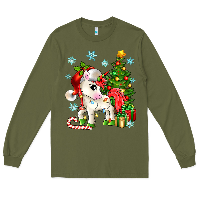 Christmas Unicorn Long Sleeve Tee by Zillion Design Studio | Teevron