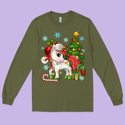 Long Sleeve Tee Christmas unicorn