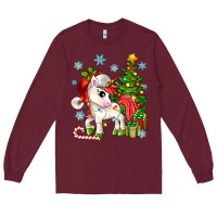 Burgundy Christmas unicorn Long Sleeve Tee - Zillion Design Studio