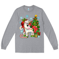 Heather Grey Christmas unicorn Long Sleeve Tee - Zillion Design Studio