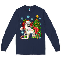 Navy Christmas unicorn Long Sleeve Tee - Zillion Design Studio