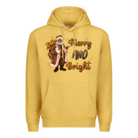 Antique Gold merry and bright black santa Premium Hoodie - MaliasSmallBusiness