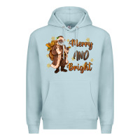 Blue Mist merry and bright black santa Premium Hoodie - MaliasSmallBusiness