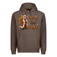 Coffee merry and bright black santa Premium Hoodie - MaliasSmallBusiness