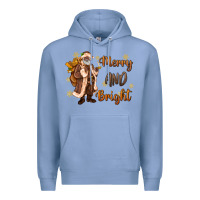 Colony Blue merry and bright black santa Premium Hoodie - MaliasSmallBusiness