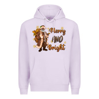 Lilac merry and bright black santa Premium Hoodie - MaliasSmallBusiness