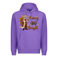 Purple merry and bright black santa Premium Hoodie - MaliasSmallBusiness