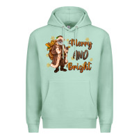 Seafoam merry and bright black santa Premium Hoodie - MaliasSmallBusiness