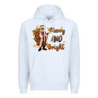 White merry and bright black santa Premium Hoodie - MaliasSmallBusiness