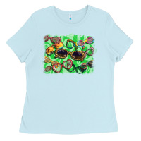Baby Blue sunglasses background Ladies Tee - BarkalooDesign