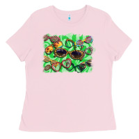 Bubblegum Pink sunglasses background Ladies Tee - BarkalooDesign