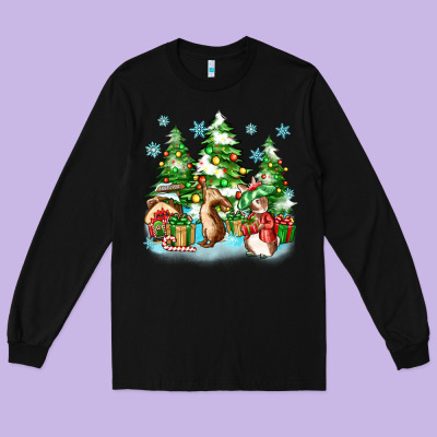 Long Sleeve Tee christmas rabbits