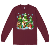 Burgundy christmas rabbits Long Sleeve Tee - Zillion Design Studio